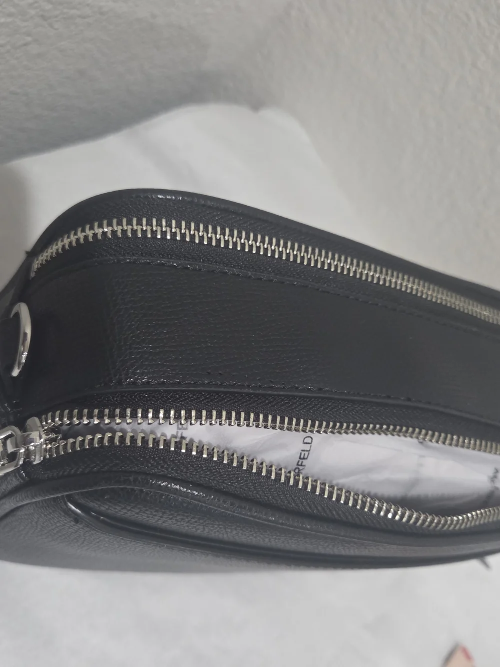 Karl Lagerfeld Black Crossbody Camera Bag with Character Patch NWT